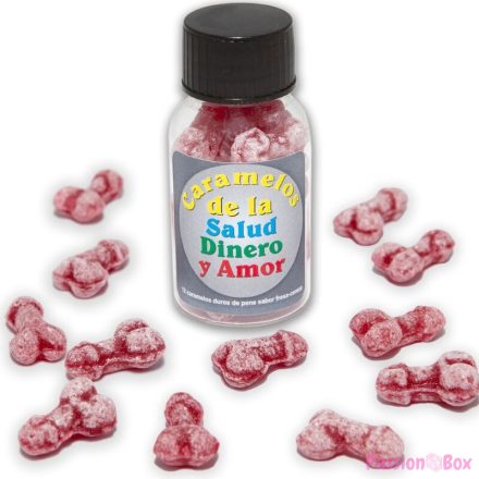 DIABLO PICANTE - 12 HEALTH-MONEY-LOVE CANDIES PENIS SHAPE STRAWBERRY/CHERRY