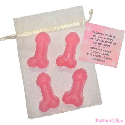 DIABLO PICANTE - 4 PENIS-SHAPED PERFUMED MINI SOAPS PINK
