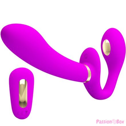 PRETTY LOVE - THUNDERBIRD DOUBLE STRAP-ON VIBRATOR REMOTE CONTROL PURPLE