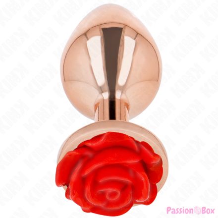 KINK - PINK GOLD ANAL PLUG WITH RED ROSE L