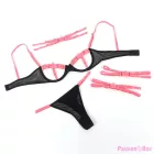 SUBBLIME - 955304 BRA SET WITH NECKLACE AND LEG DETAILS FLUORESCENT PINK L/XL