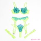 SUBBLIME - 955311 SET OF BRA WITH LACE AND GARTER LINES GREEN AND BLUE S/M
