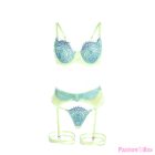 SUBBLIME - 955311 SET OF BRA WITH LACE AND GARTER LINES GREEN AND BLUE S/M