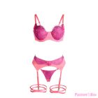 SUBBLIME - 955359 SET OF BRA WITH LACE AND GARTER LINKS PINK AND PURPLE S/M
