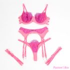 SUBBLIME - 955359 SET OF BRA WITH LACE AND GARTER LINKS PINK AND PURPLE S/M