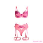 SUBBLIME - 955366 BRA SET WITH LACE AND GARTER LINES PINK AND PURPLE L/XL