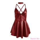 SUBBLIME - 955397 DRESS WITH BURGUNDY LEATHER STRAPS S/M