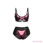 SUBBLIME - 955588 PINK PATENT LEATHER MESH ZIPPER BRA SET L/XL