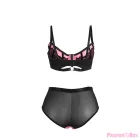 SUBBLIME - 955588 PINK PATENT LEATHER MESH ZIPPER BRA SET L/XL