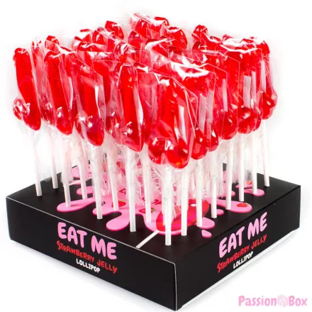 SECRETPLAY - DISPLAY ASSORTMENT PENIS LOLLIPOPS STRAWBERRY 40 UNITS