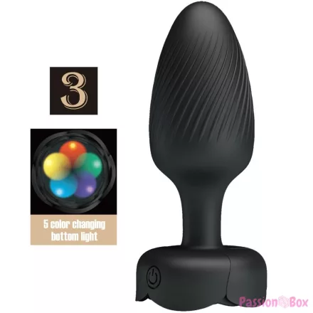 PRETTY LOVE - OSBORN ANAL PLUG WITH  LED LIGHT BLACK 9.8 CM