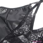 SUBBLIME - 957537 LEATHER DRESS WITH FLORAL LACE BLACK L/XL