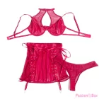 SUBBLIME - 957612  LEATHER BRA AND SKIRT SET RED L/XL