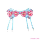 SUBBLIME - 957643 FLOWER EMBROIDERED BRA AND GARTER BELT SET PINK S/M