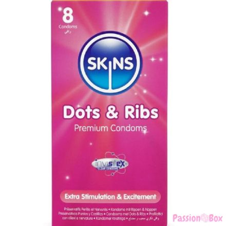 SKINS - DOTS & RIBS PREMIUM CONDOMS PACK 8