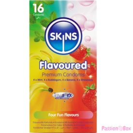 SKINS - MULTI FLAVORS PREMIUM CONDOMS PACK 16