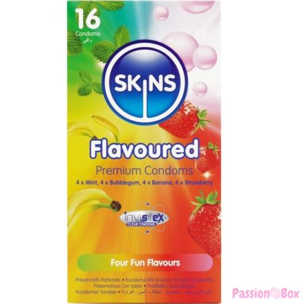 SKINS - MULTI FLAVORS PREMIUM CONDOMS PACK 16