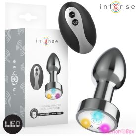   INTENSE - VIBRATING METAL ANAL PLUG WITH LED LIGHTS AND REMOTE CONTROL - SIZE S