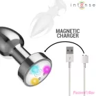 INTENSE - VIBRATING METAL ANAL PLUG WITH LED LIGHTS AND REMOTE CONTROL - SIZE S