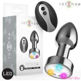   INTENSE - VIBRATING METAL ANAL PLUG WITH LED LIGHTS AND REMOTE CONTROL - SIZE M