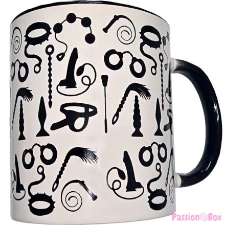 DIABLO PICANTE - WHITE BONDAGE MUG WITH BLACK HANDLE 370 ML