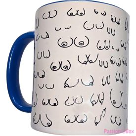 DIABLO PICANTE - WHITE BOOBS MUG WITH BLUE HANDLE 370 ML