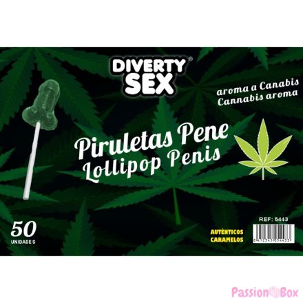 DIABLO GOLOSO - 50 PENIS LOLLIPOPS CANNABIS AROMA