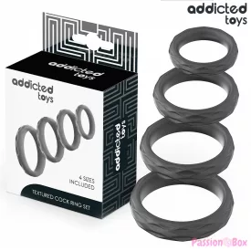 ADDICTED TOYS - TEXTURED COCK RING SET 4 SIZES