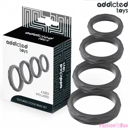 ADDICTED TOYS - TEXTURED COCK RING SET 4 SIZES