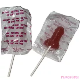   DIABLO GOLOSO - 1 PENIS LOLLIPOP GIN TONIC STRAWBERRY FLAVOR 10% ALCOHOL
