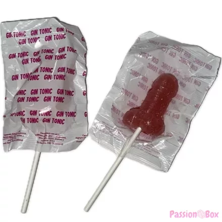 DIABLO GOLOSO - 1 PENIS LOLLIPOP GIN TONIC STRAWBERRY FLAVOR 10% ALCOHOL