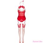 LIVCO CORSETTI FASHION - LIMPID SNOWFLAKES LC 90604 BODY + STOCKINGS + CHRISTMAS HEADBAND L/XL
