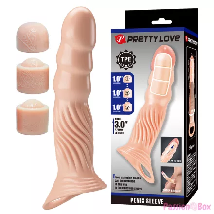 PRETTY LOVE - TEXTURED PENIS SHEATH WITH EXTENDERS