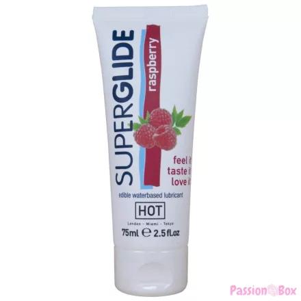 HOT - SUPERGLIDE EDIBLE LUBRICANT WATERBASED RASPBERRY 75 ML